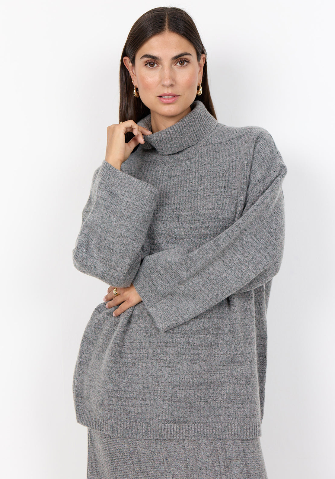 Soyaconcept Vida Roll Neck knit Jumper, Grey McElhinneys - Main Image
