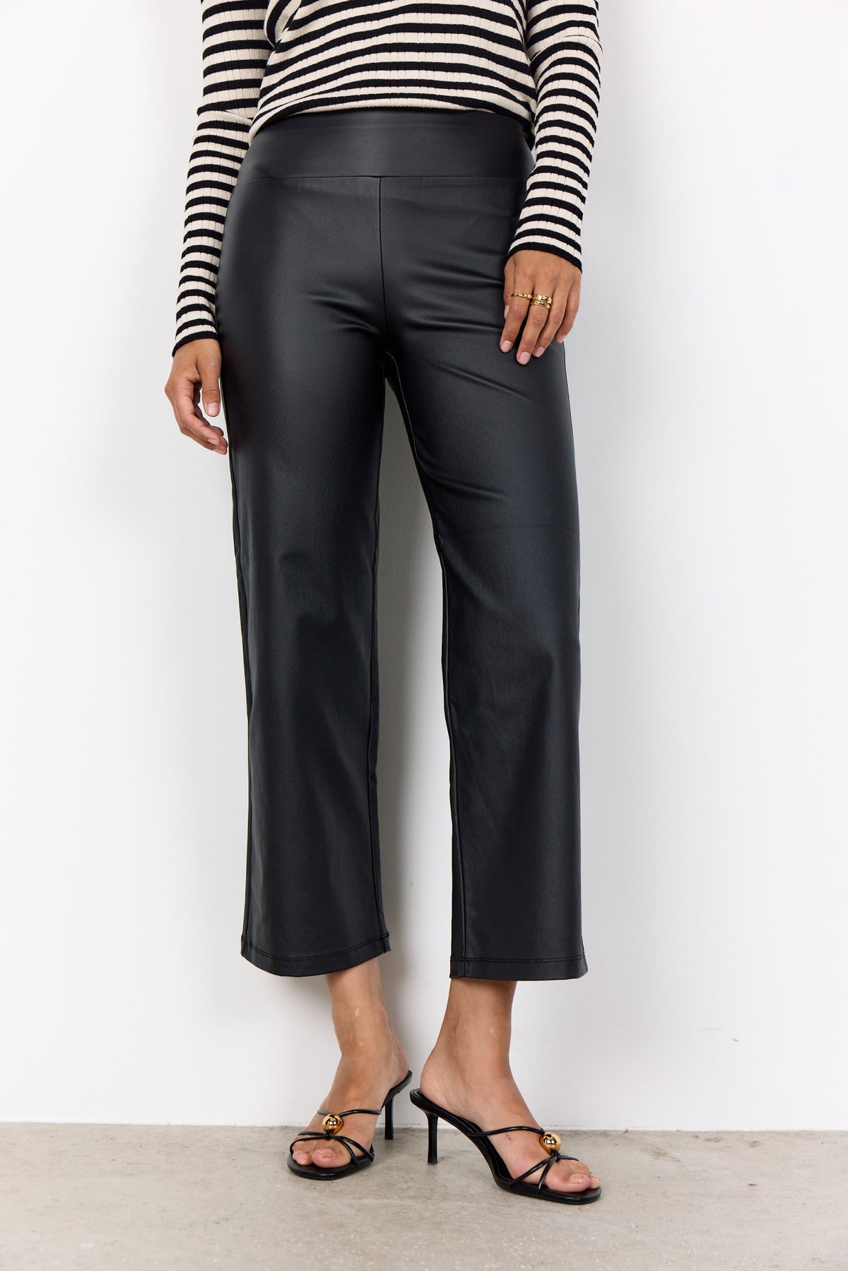 Soya Concept Pam Leather Trousers, Black