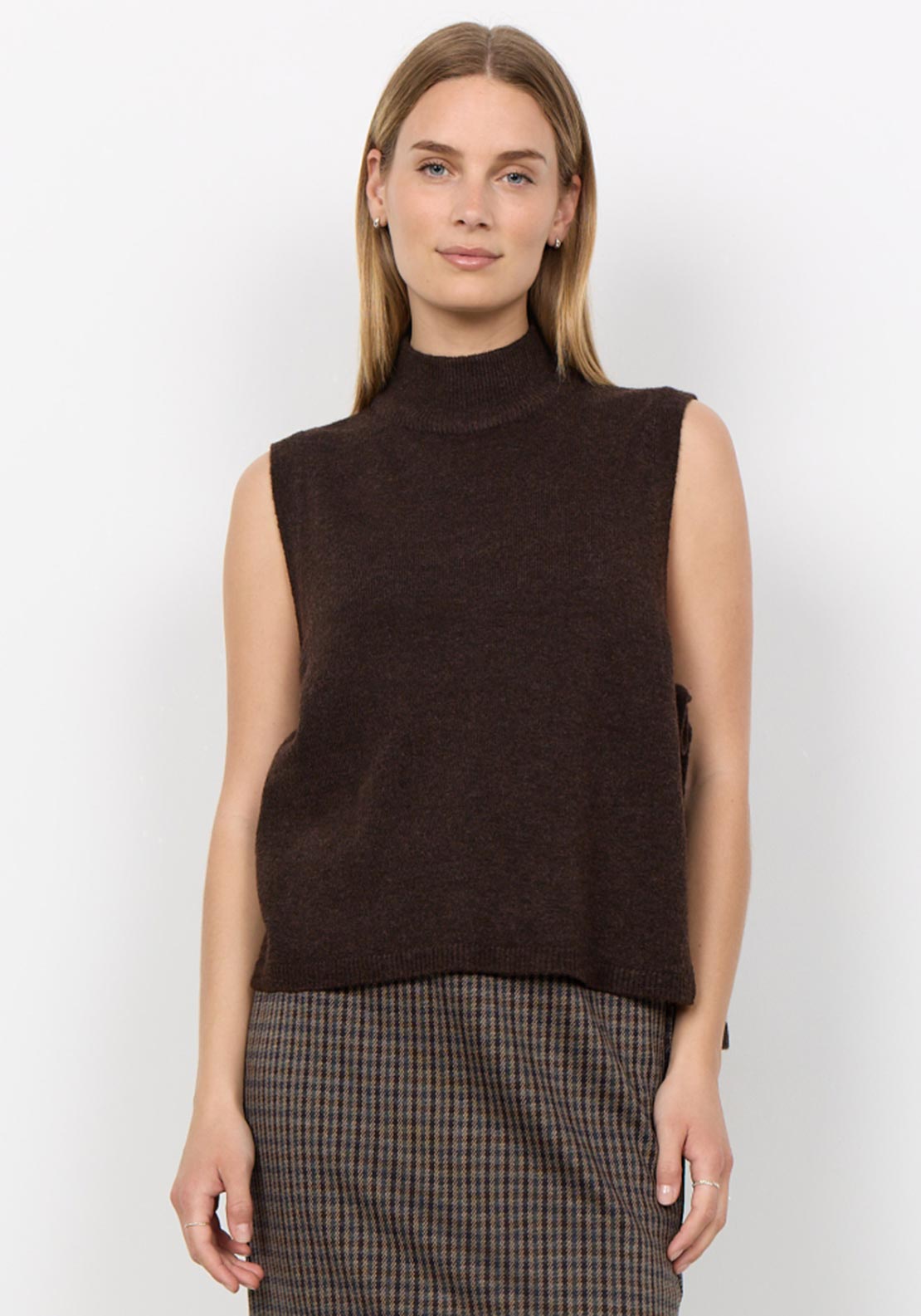 Soyaconcept Orlean Tie Side Knit Vest, Brown