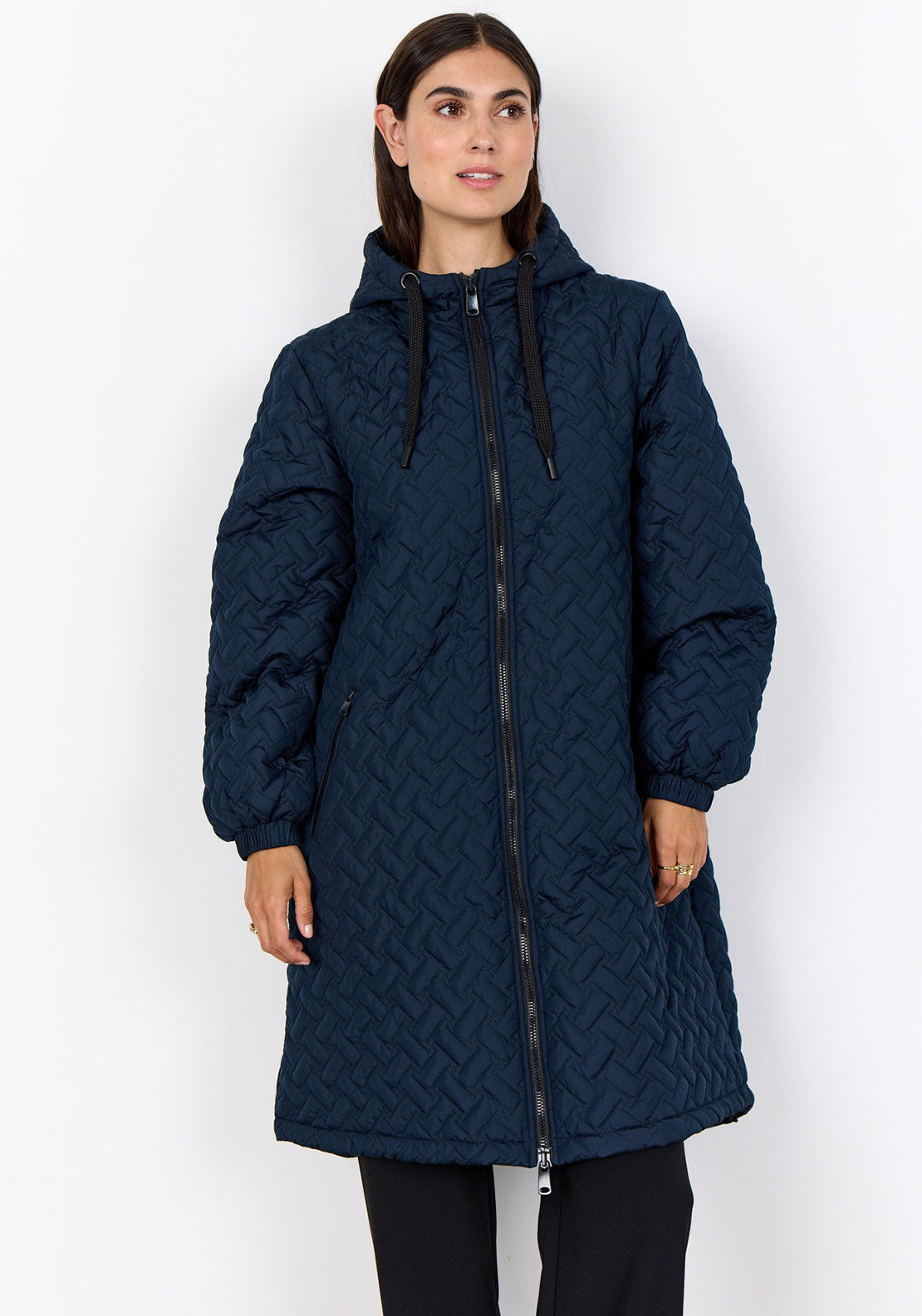 Soyaconcept Fenya Quilted long Coat, Navy