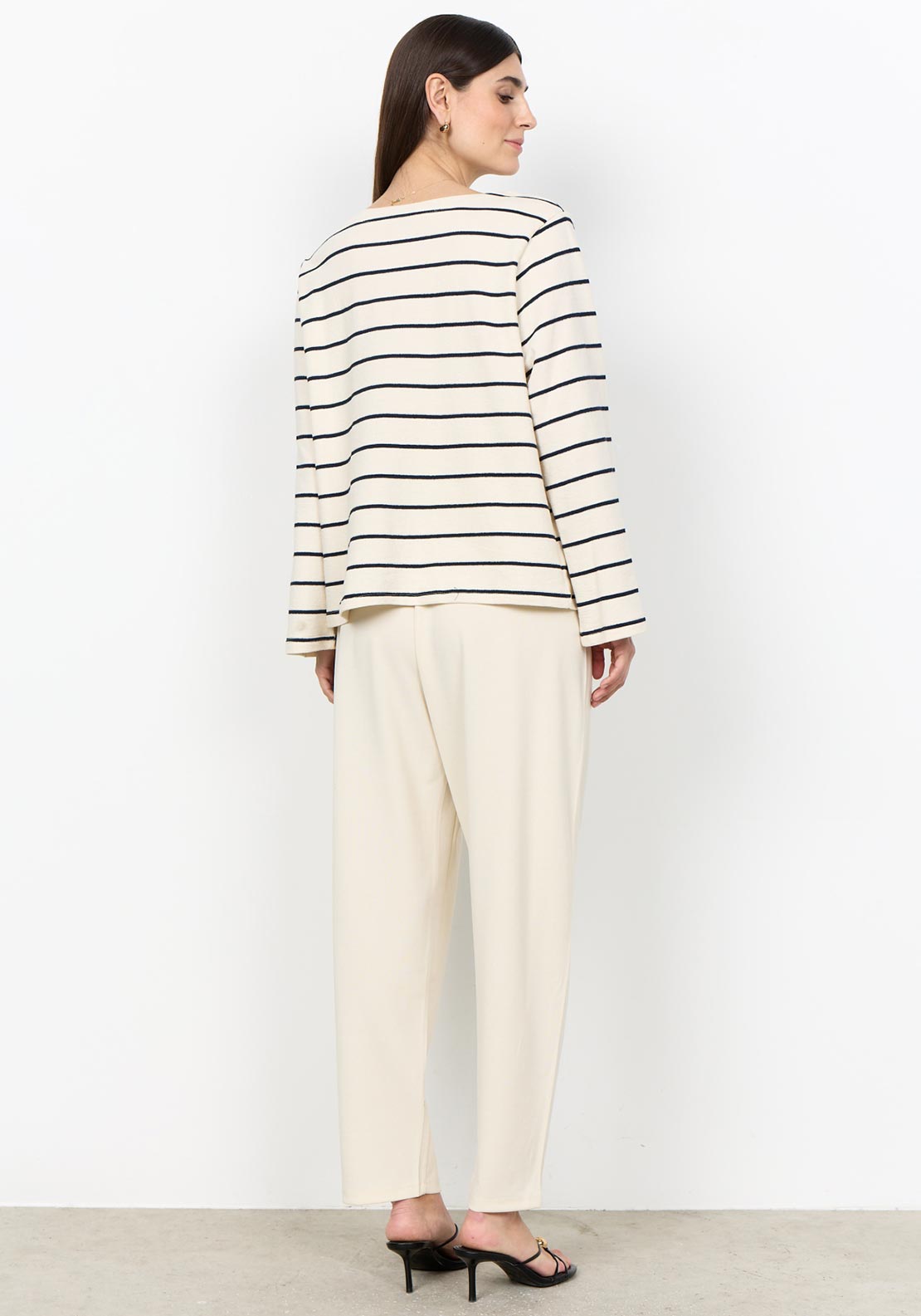 Soyaconcept Gerta Striped Cotton Top, Cream and Navy
