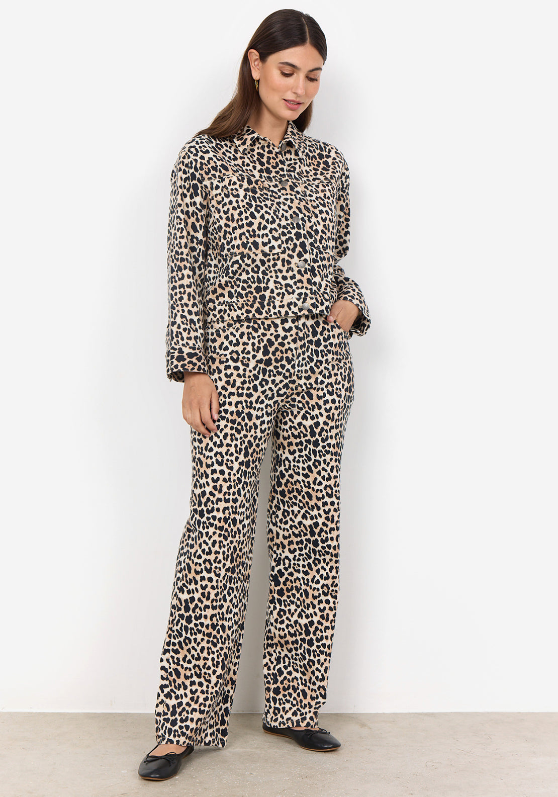 Soyaconcept Owena Leopard Print Jacket, Beige
