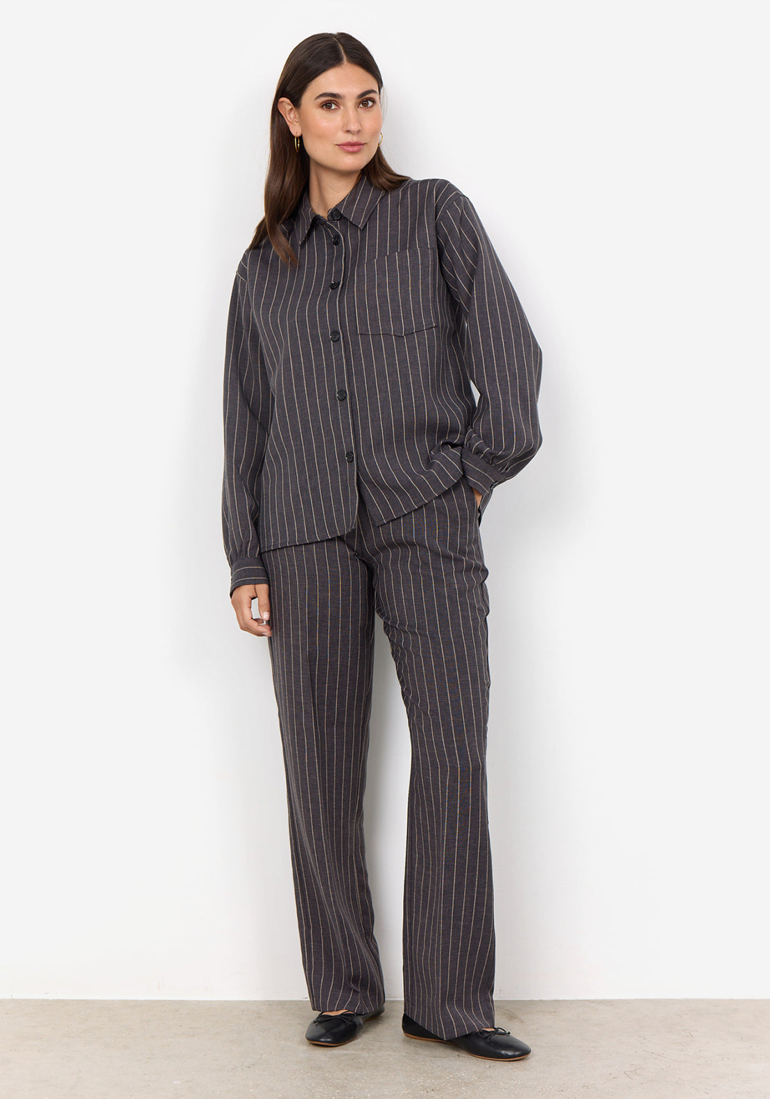 Soyaconcept Olivine Pinstripe Shirt, Grey