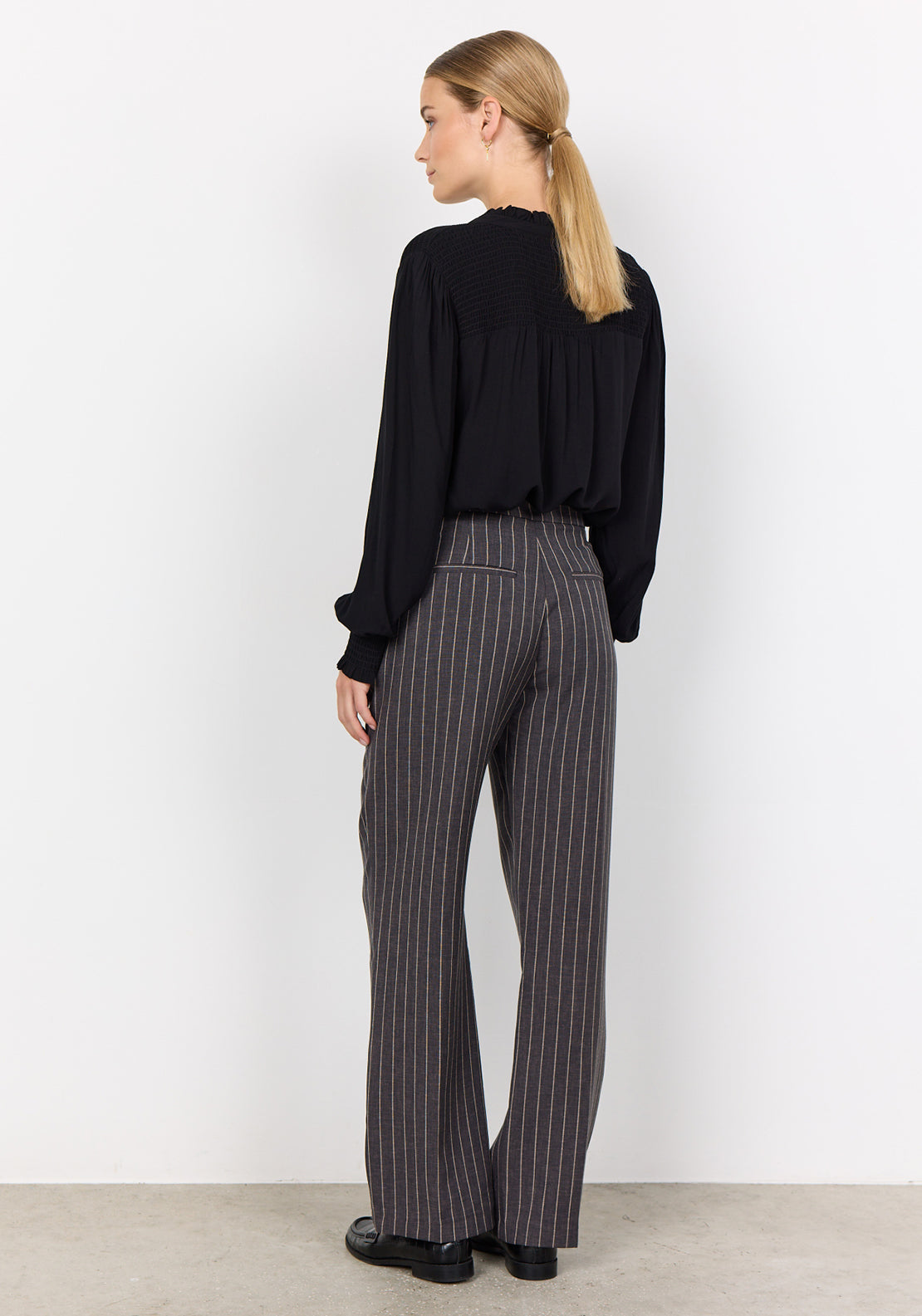 Soyaconcept Olivine Pinstripe Tapered Trousers, Grey