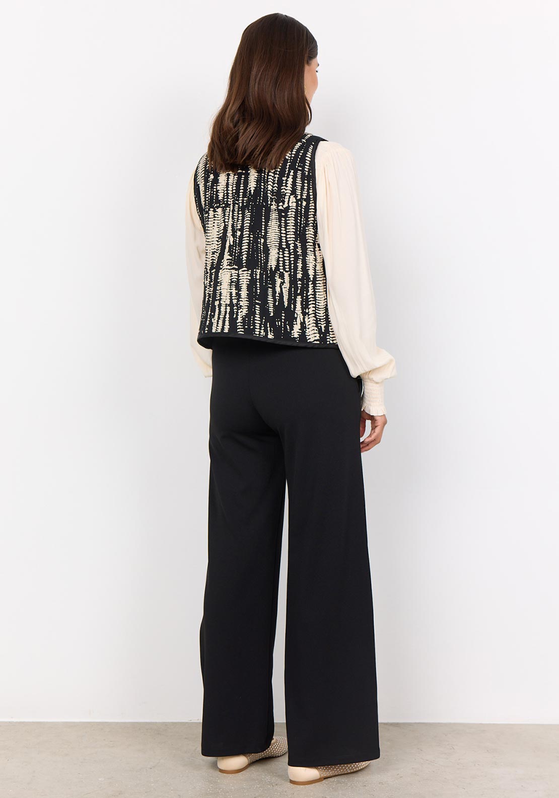 Soyaconcept Oline Patterned Padded Gilet, Black and Cream