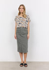 Soyaconcept Erna Cotton Denim Midi Skirt, Sage Green