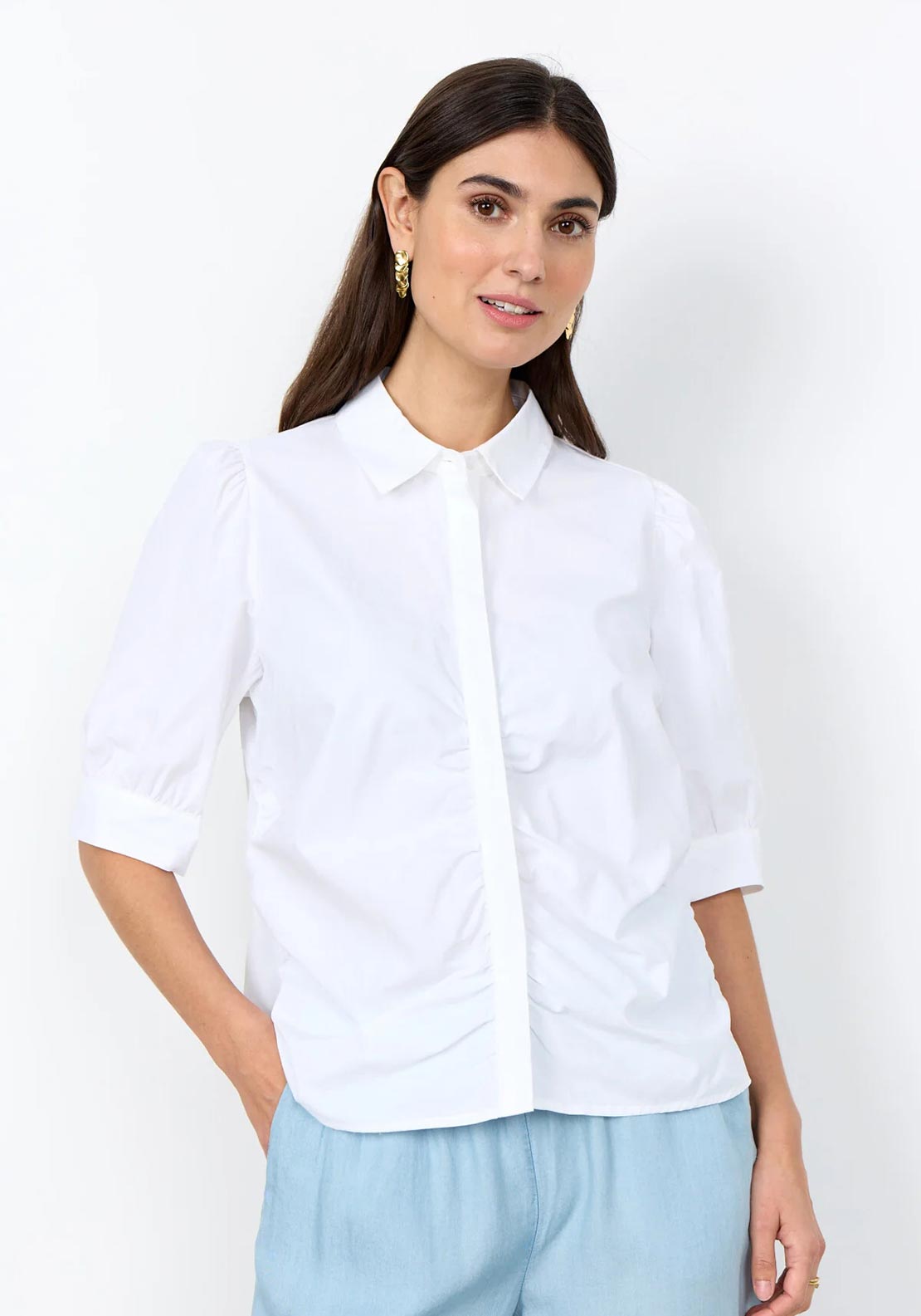 Soyaconcept Concealed Button Down Blouse, White