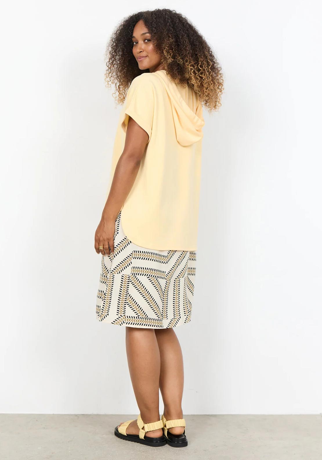 Soyaconcept Short Sleeve Hoodie, Yellow