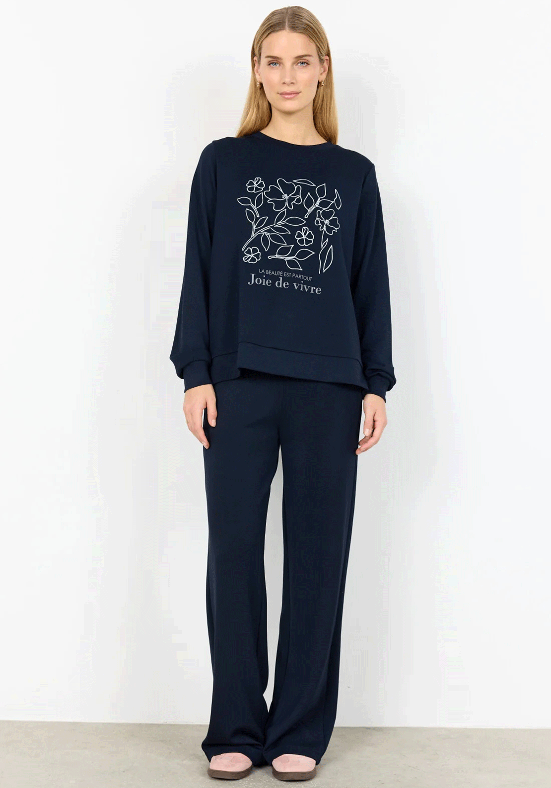 Soyaconcept Banu Floral Embroidered Sweatshirt, Navy
