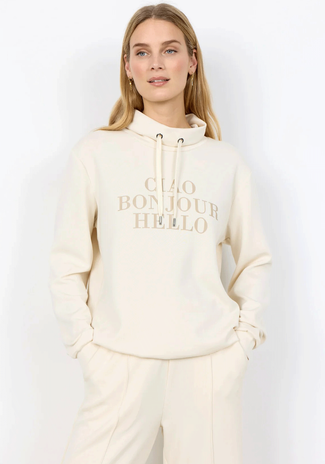 Soyaconcept Banu Funnel Neck Sweatshirt, Cream