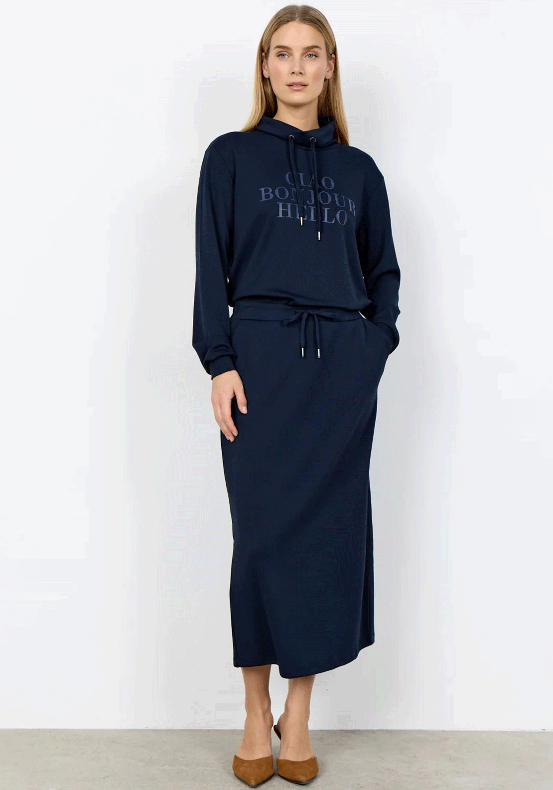 Soyaconcept Banu Funnel Neck Sweatshirt, Navy