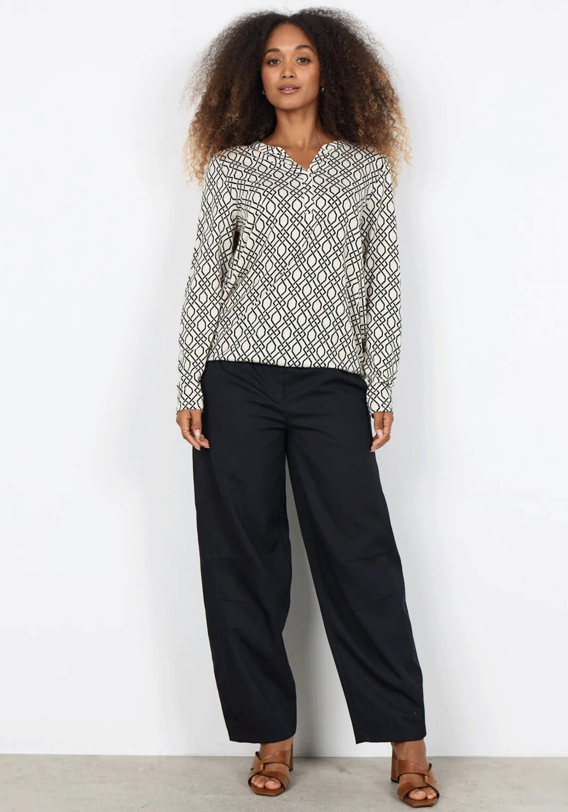 Soyaconcept Felicity Printed Jersey Blouse, Cream