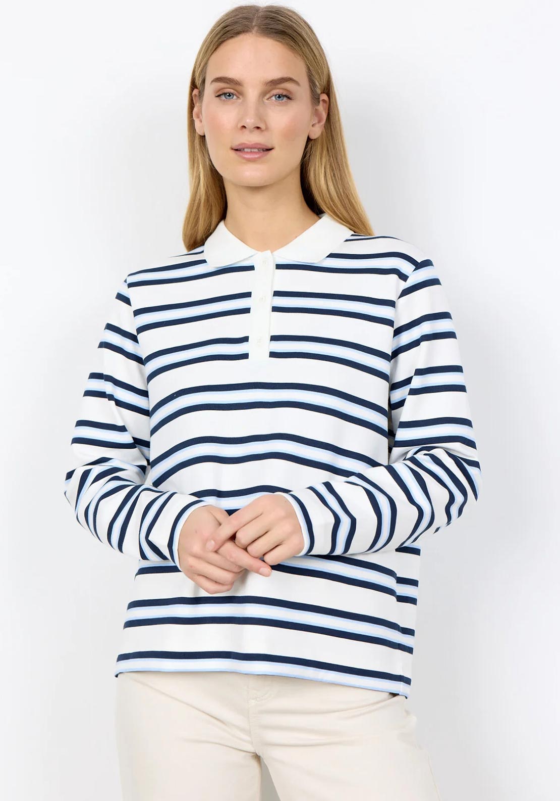 Soyaconcept Barni Striped Polo Top, Blue