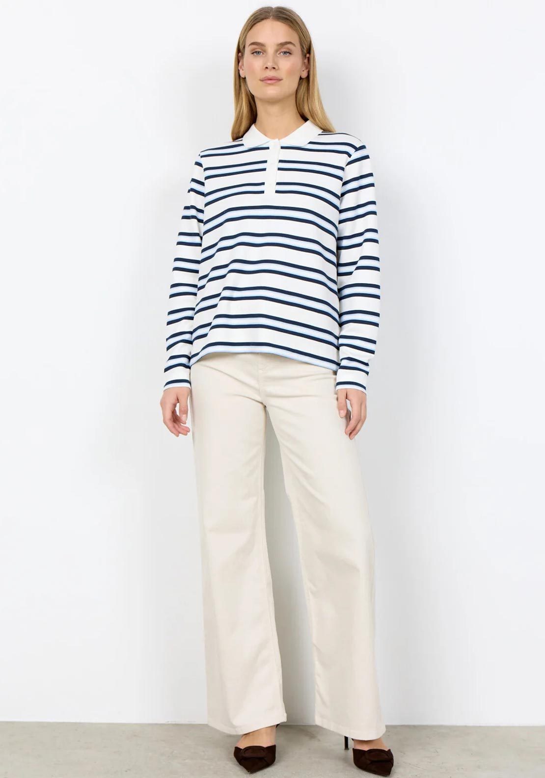 Soyaconcept Barni Striped Polo Top, Blue