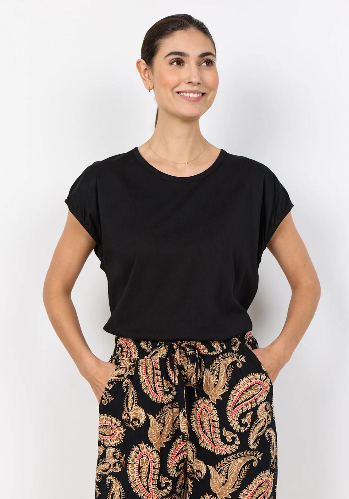 Soyaconcept Capped Sleeve T-Shirt, Black