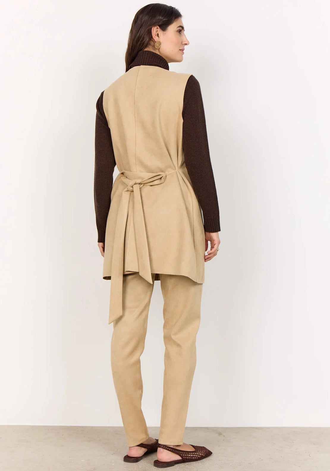 Soyaconcept Vikka Faux Suede Waistcoat, Tan