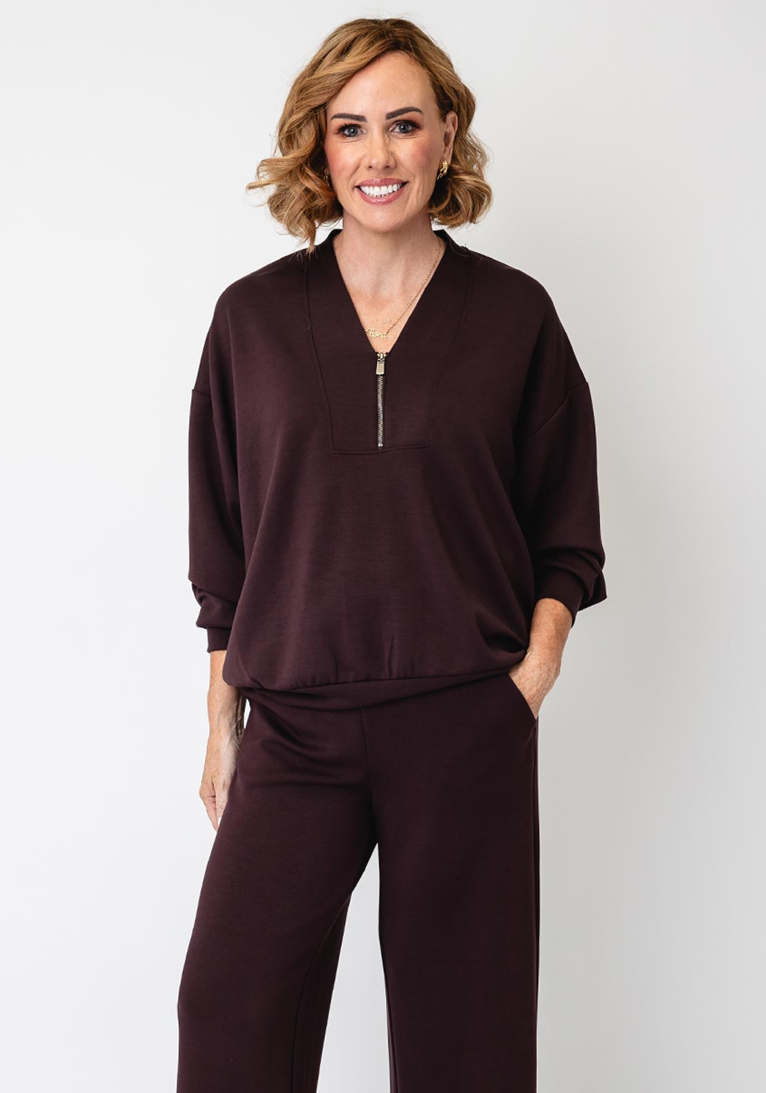 Soyaconcept Banu Quarter Zip Jumper, Wine