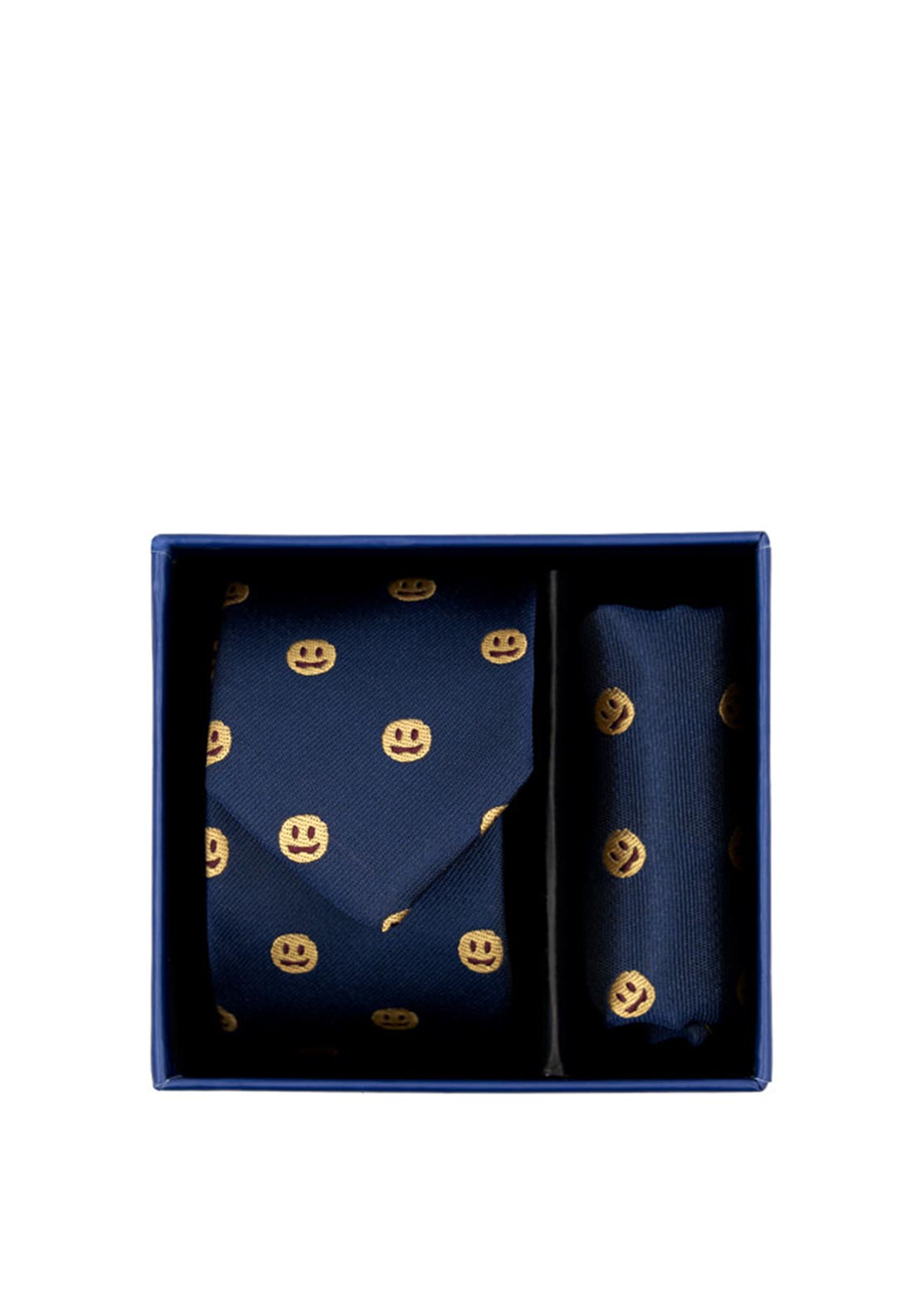 Spagnolo Boys Emoji Tie and Pocket Square Set, Navy