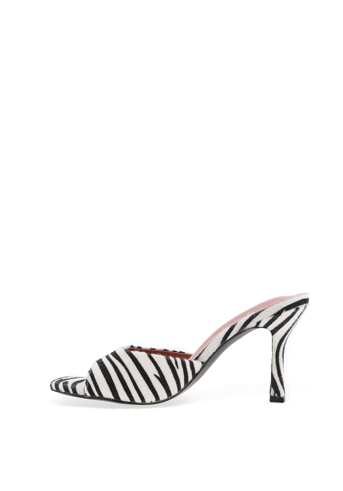 Zen Collection Zebra Printed Heeled Mules, Black & White