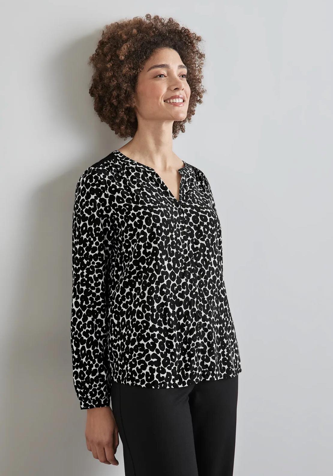 Street One Animal Print Blouse, Black