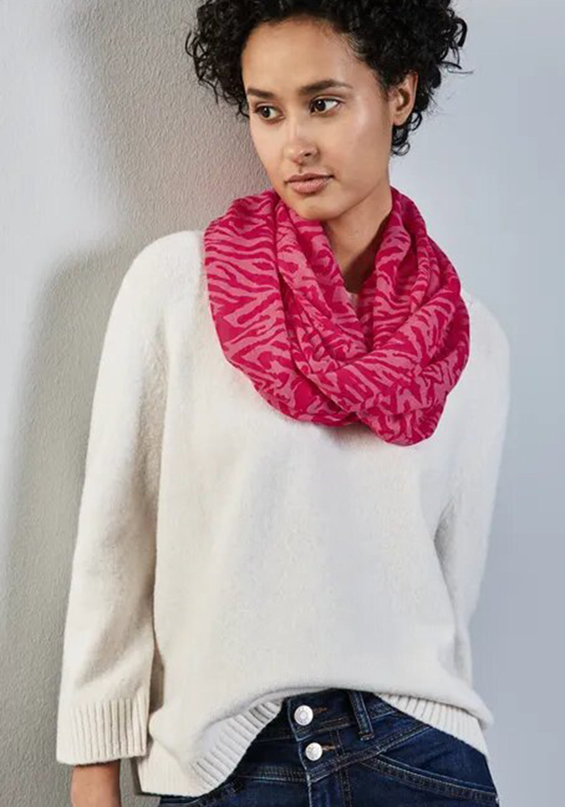 Street One Patterned Loop Scarf, Red