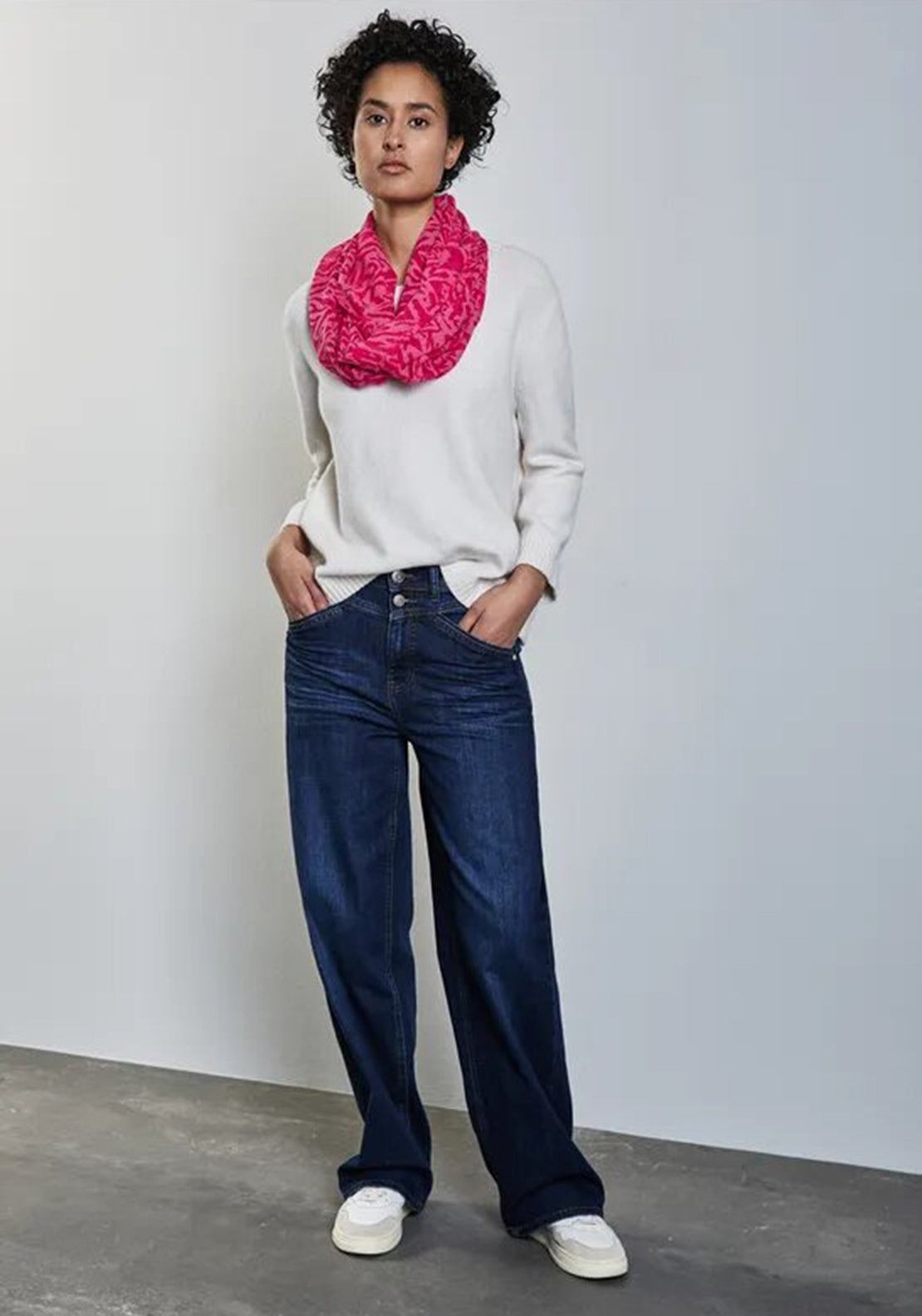 Street One Patterned Loop Scarf, Red