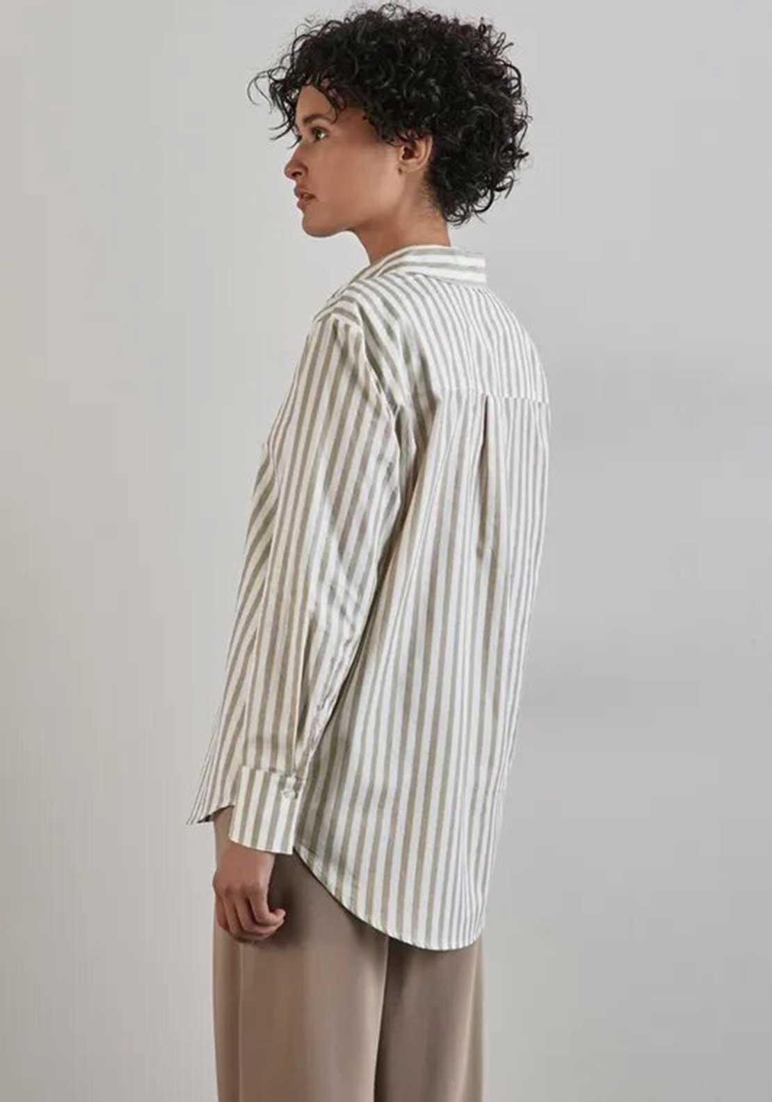 Street One Striped Cotton Blouse, White