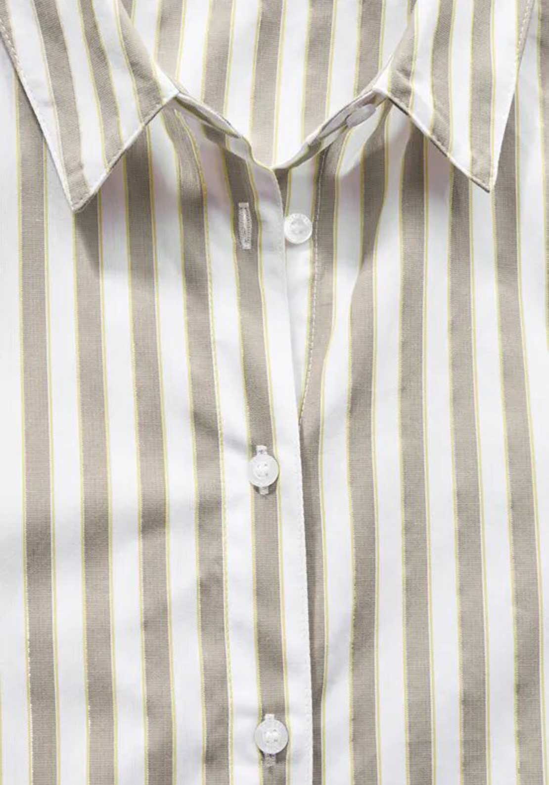 Street One Striped Cotton Blouse, White