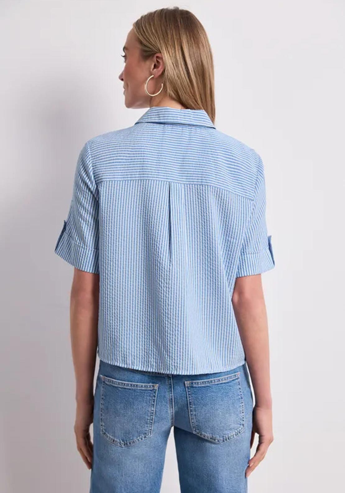 Street One Striped with Pocket Shirt, Blue and White