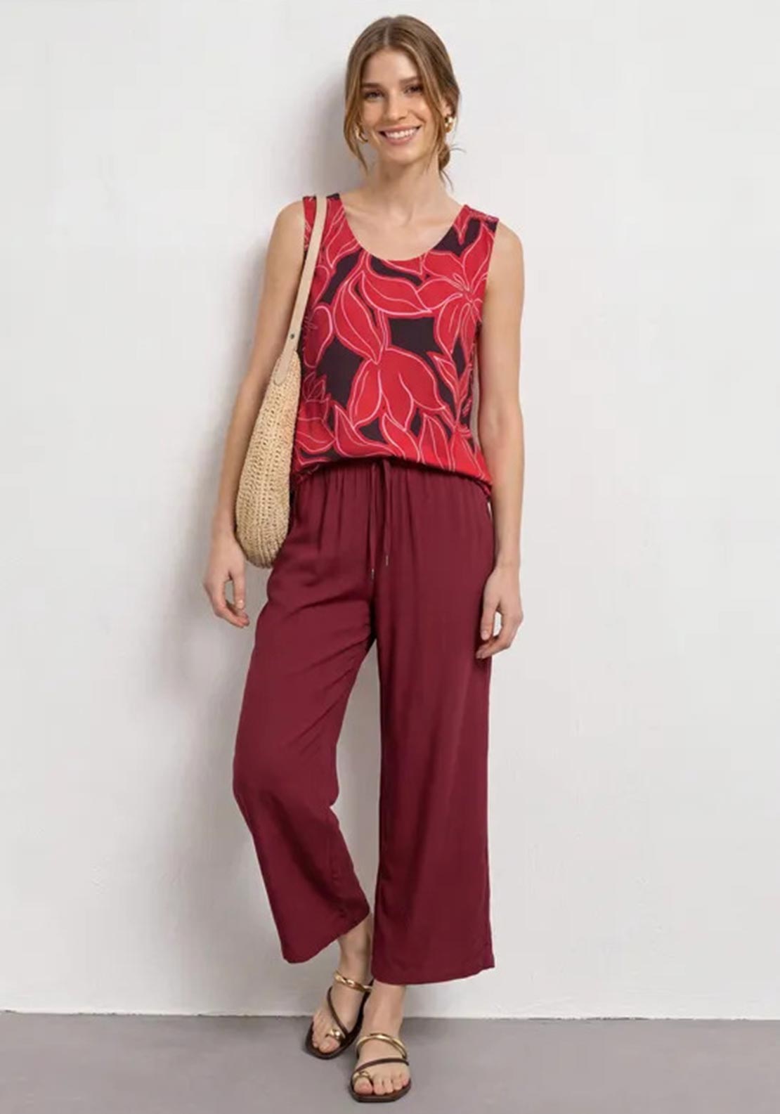 Street One Abstract Print Top, Red Multi