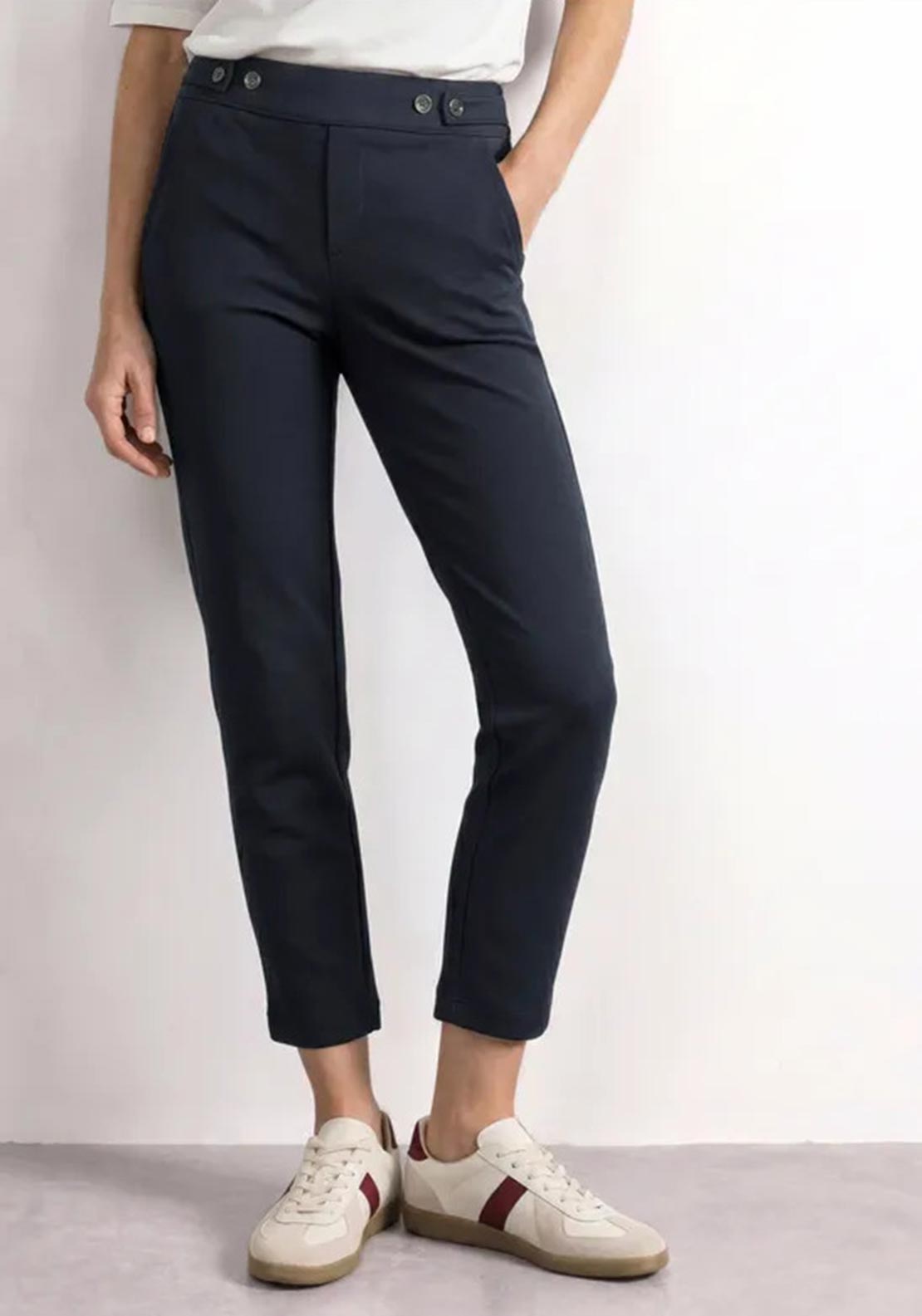 Street One Slim Leg Cropped Trousers, Navy