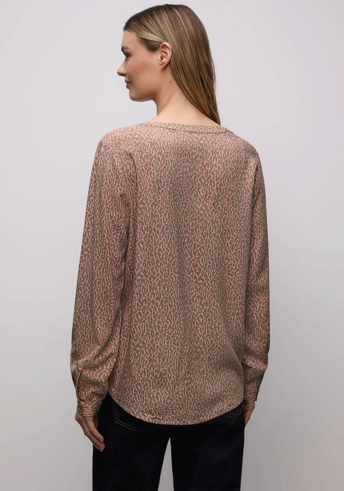 Street One Leopard Print V Neck Blouse, Pink
