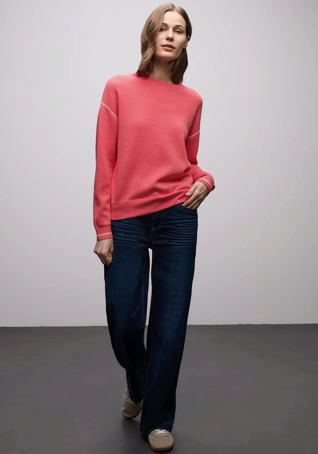 Street One Knit Round Neck Jumper, Pink
