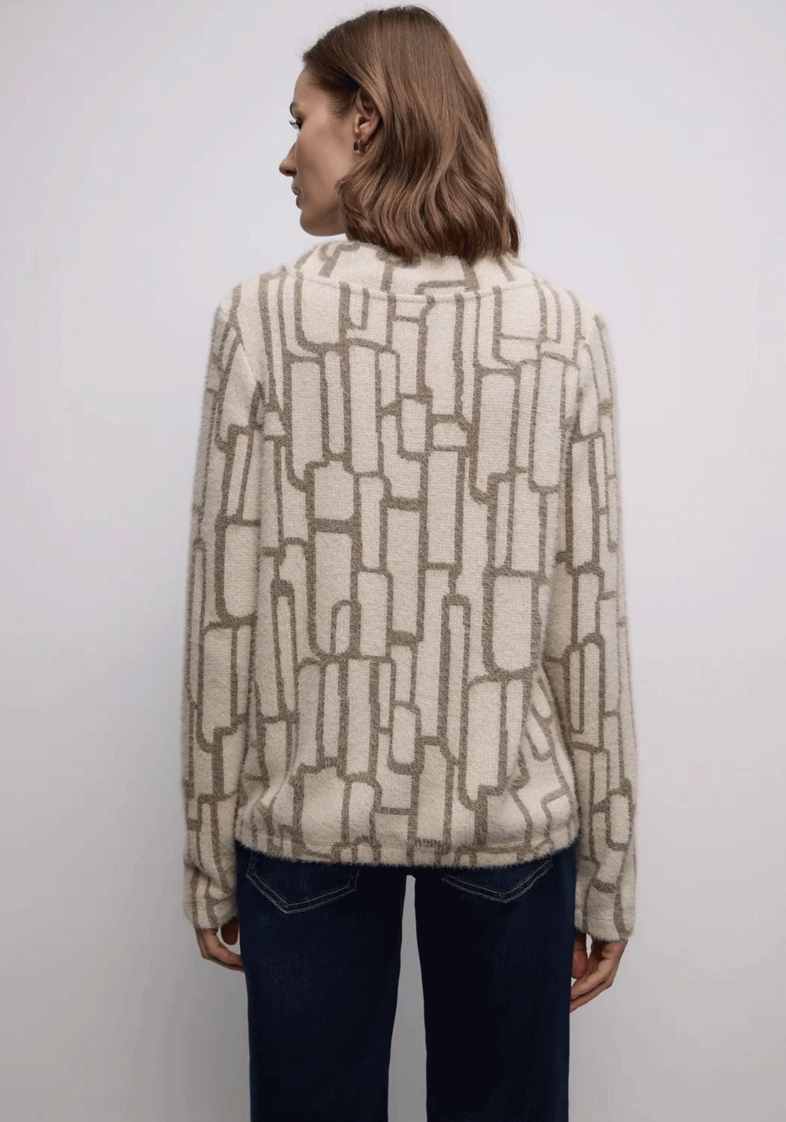 Street One Patterned Knit Jumper, Beige