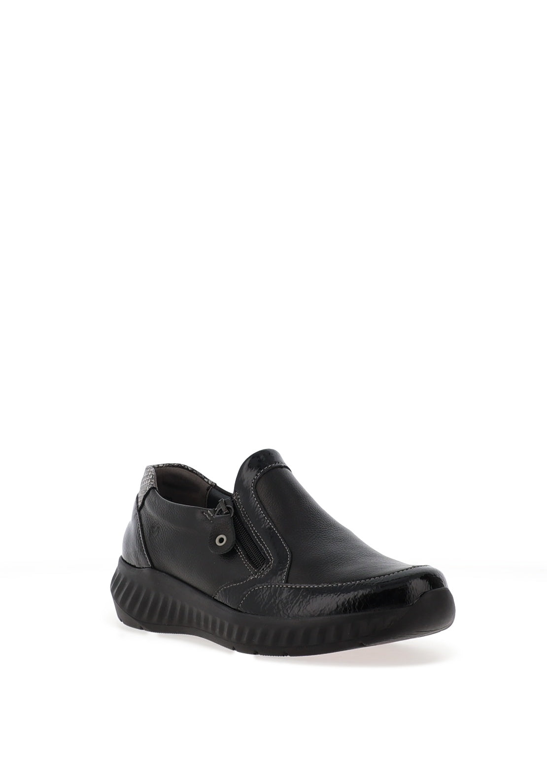 Suave Burgos Leather Slip On Comfort Shoe, Black