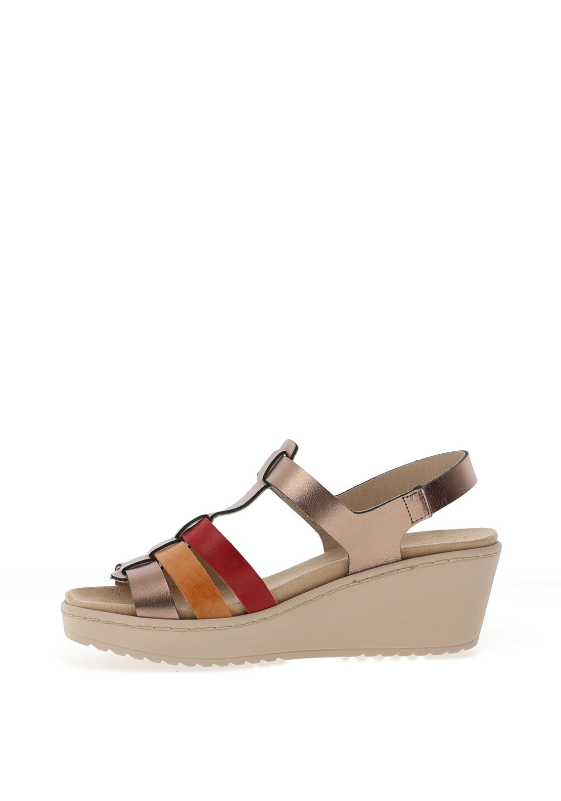 Suave Womens Lima T Bar Multi Strap Wedge Sandals, Rose Gold