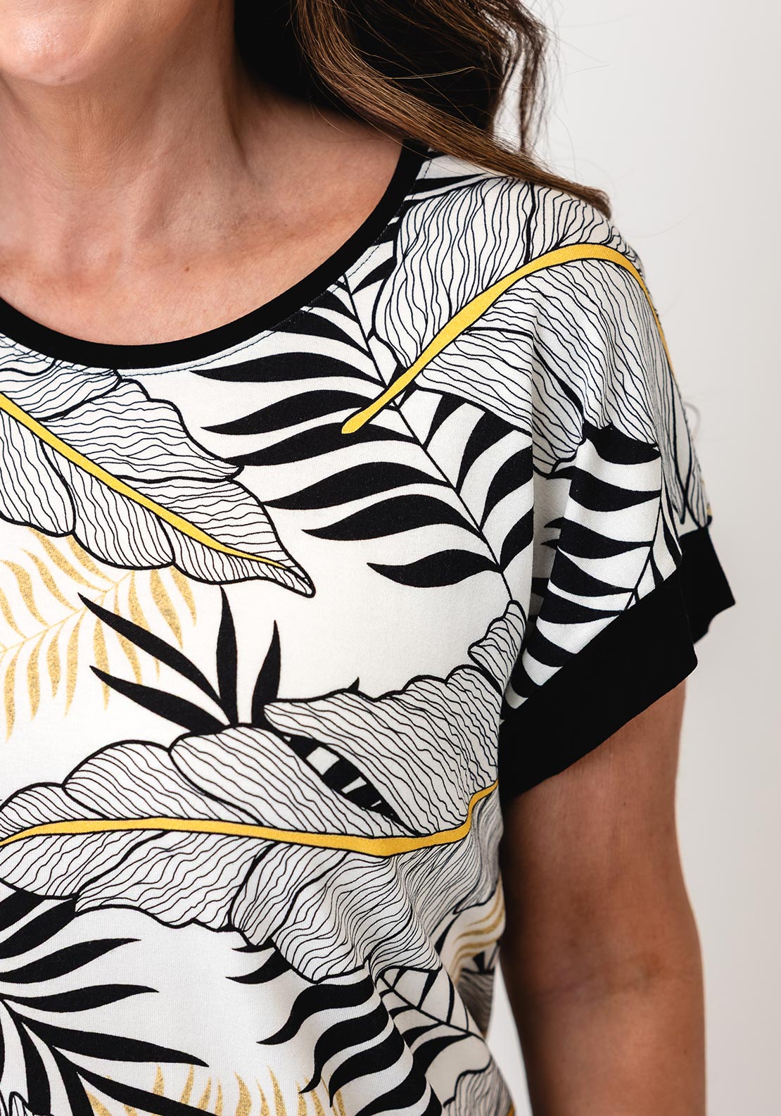 Sunday Leaf Print T-Shirt, White Multi