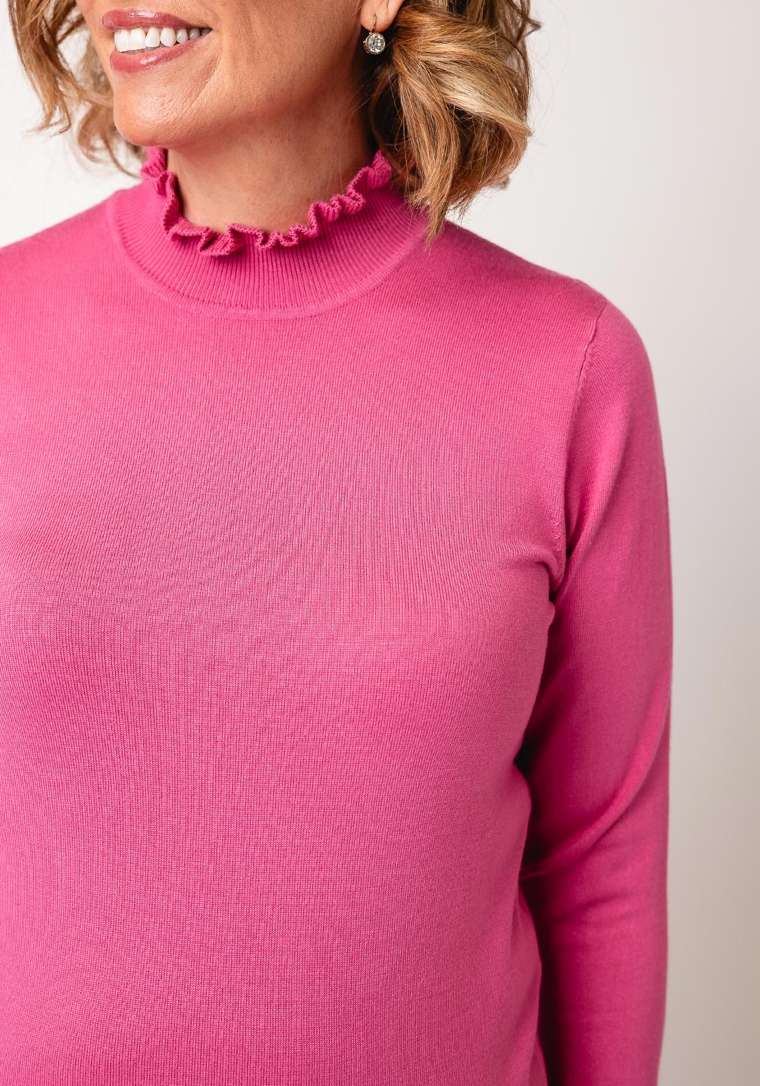 Sunday by Godske Ribbed High Neck Jumper, Pink