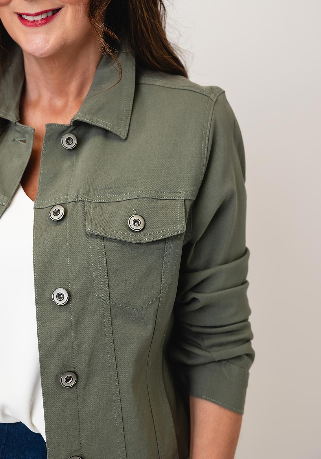 Sunday Denim-Look Jacket, Khaki
