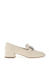Tamaris Leather Diamante Buckle Loafers, Off White