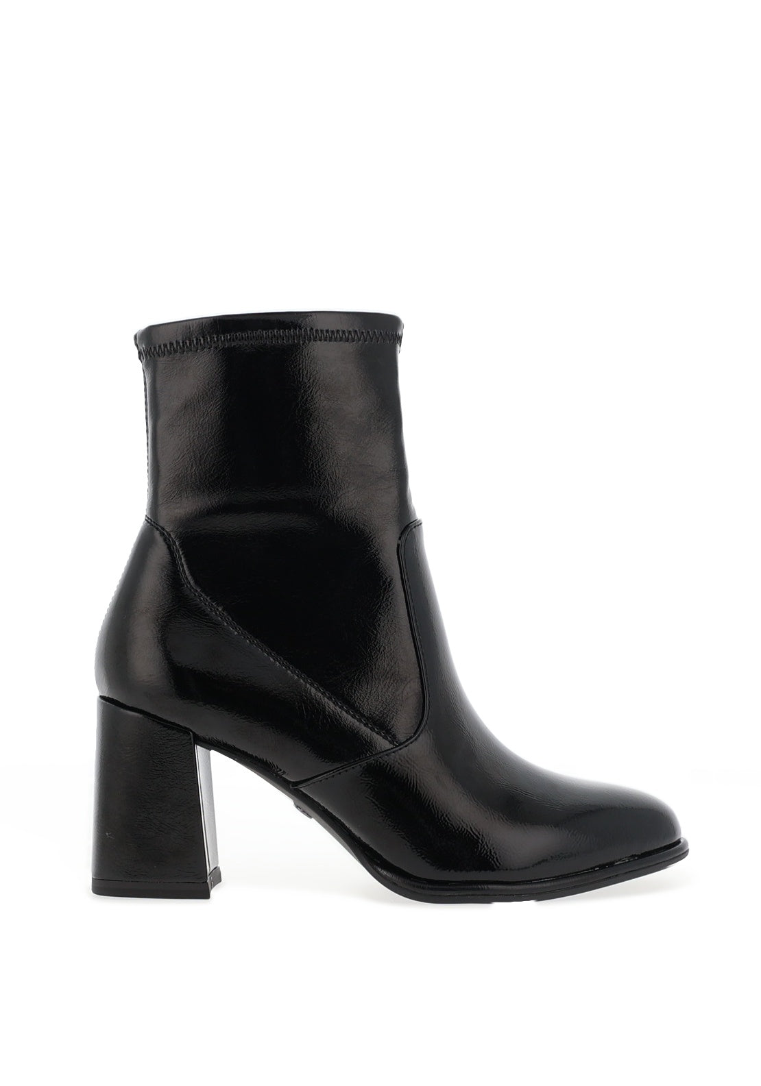 Tamaris Faux Patent Block Heel Ankle Boots, Black