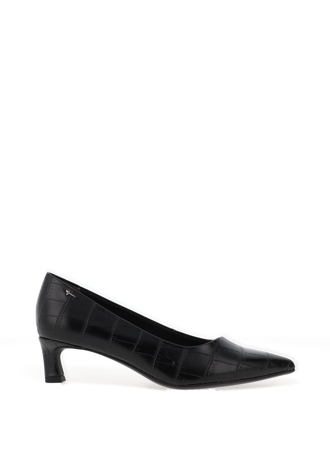 Tamaris Vegan Croc Leather Kitten Heels, Black