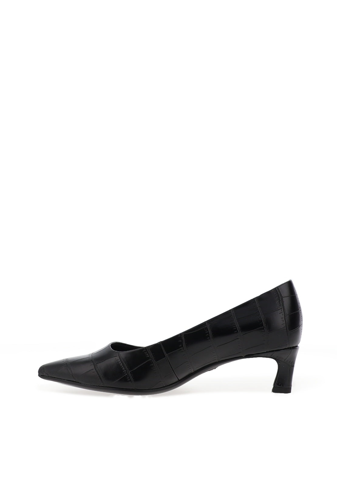 Tamaris Vegan Croc Leather Kitten Heels, Black