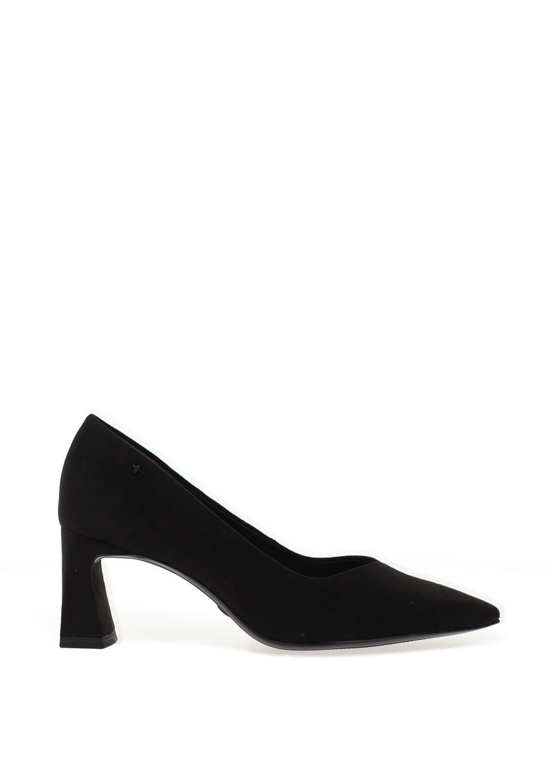 Tamaris Vegan Suede Leather Slip On Heeled Shoes, Black