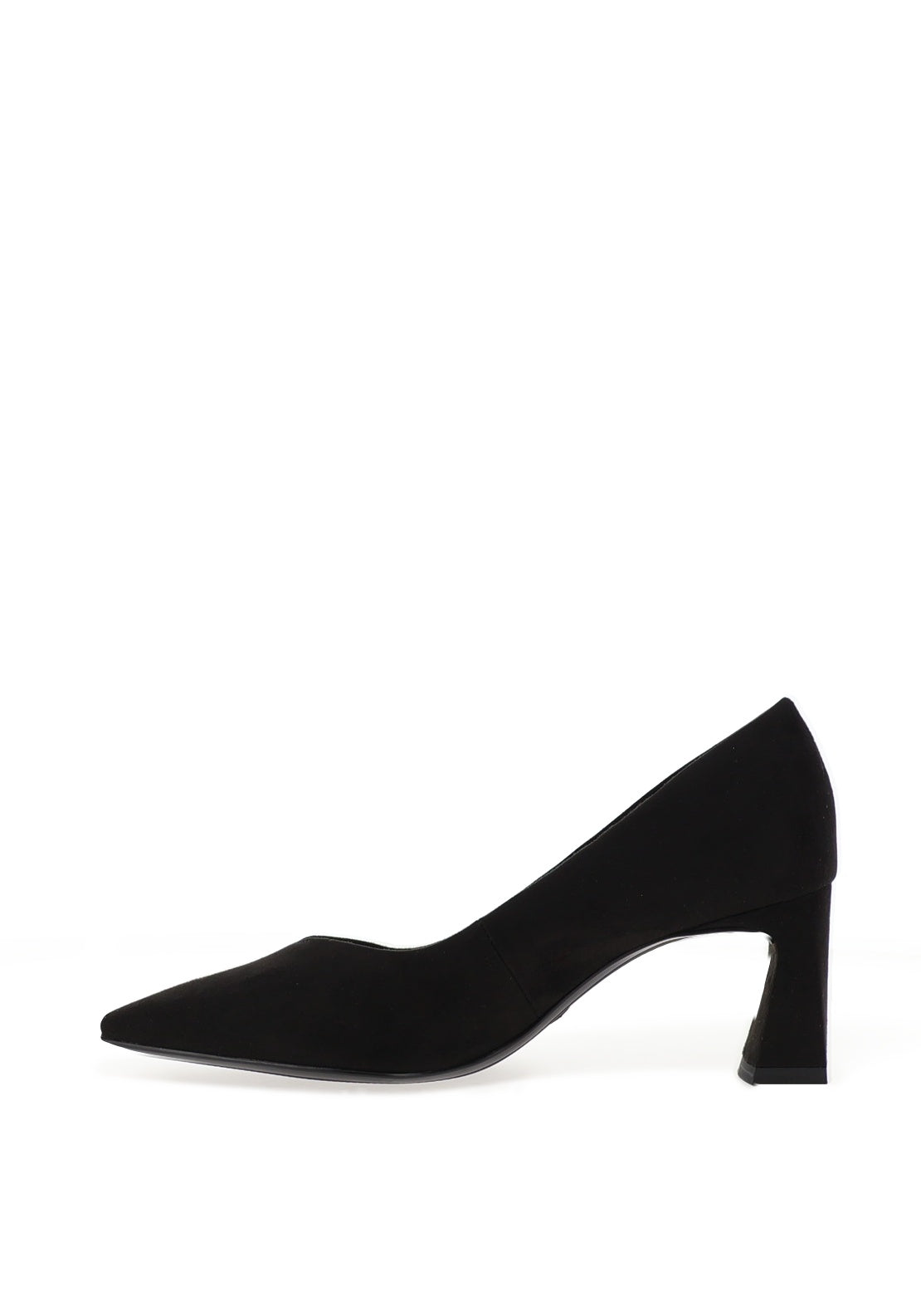 Tamaris Vegan Suede Leather Slip On Heeled Shoes, Black