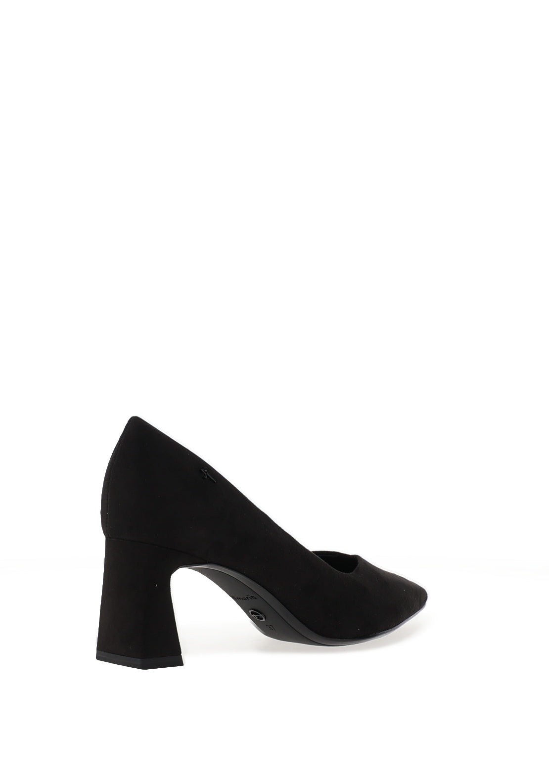 Tamaris Vegan Suede Leather Slip On Heeled Shoes, Black