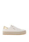 Tamaris Woven Sole Trainers, White & Gold