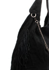 Zen Collection Faux Suede Fringe Shoulder Bag, Black