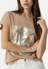 Tiffosi Kika Foil Printed T-Shirt, Tan