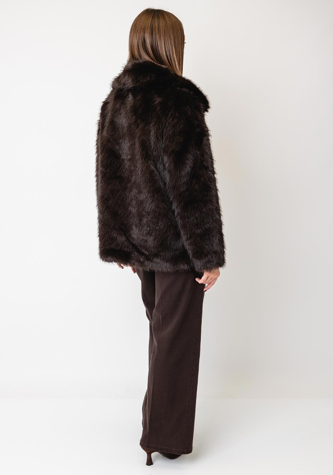 Tiffosi Faux Fur Button Up Jacket, Brown